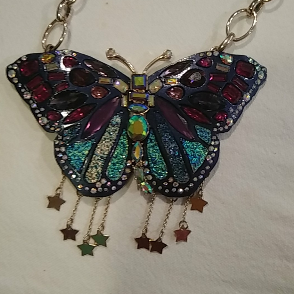 Betsey Johnson Knockm' Sockm' butterfly necklace